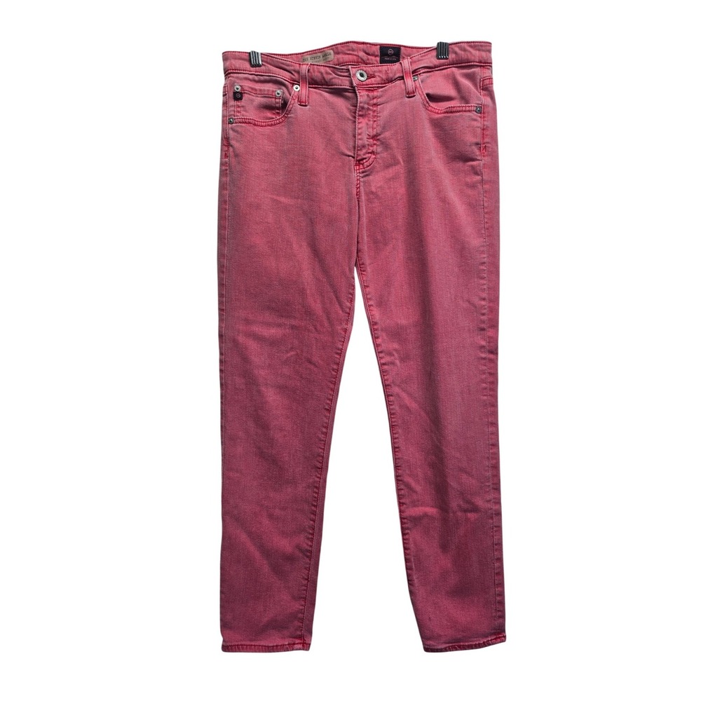 AG Adriano Goldschmied The Stevie Ankle Red Acid Wash Slim‎ Straight Jeans 31R